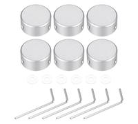 sourcing map 6 Pcs Footswitch Toppers Guitar Pedal Button Caps Metal Footswitch Top Cover 3/8" for Guitar Effects Pedal Buttons, Silver