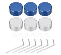 sourcing map 6 Pcs Footswitch Toppers Guitar Pedal Button Caps Metal Footswitch Top Cover 3/8" for Guitar Effects Pedal Buttons, Silver, Dark Blue