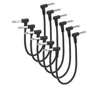 sourcing map 6 Pcs Guitar Patch Cables 10 Inch Pedal Board Cord 1/4 Inch Injection Round Head TS Right Angle Guitar Patch Effect Cable Cord for Instrument Effect Pedal Mixing Console, Black