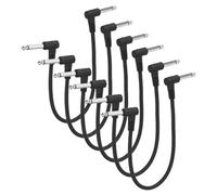 sourcing map 6 Pcs Guitar Patch Cables 12 Inch Pedal Board Cord 1/4 Inch Injection Round Head TS Right Angle Guitar Patch Effect Cable Cord for Instrument Effect Pedal Mixing Console, Black