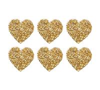 sourcing map 6 Pcs Heart Iron on Patches Heart Rhinestone Adhesive Appliques 3.5cm Sew on Patches for DIY Crafts Clothing Repairing Shoes Bag Hat Decoration, Gold