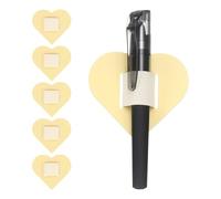 sourcing map 6 Pcs Heart Pen Loop Holder for Notebook, Self Adhesive Pen Holder PU Leather Pencil Elastic Loop Designed for Tablet, Journals Clipboards Notebooks(Beige, Style1)