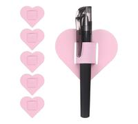 sourcing map 6 Pcs Heart Pen Loop Holder for Notebook, Self Adhesive Pen Holder PU Leather Pencil Elastic Loop Designed for Tablet, Journals Clipboards Notebooks(Pink, Style1)