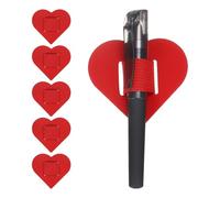 sourcing map 6 Pcs Heart Pen Loop Holder for Notebook, Self Adhesive Pen Holder PU Leather Pencil Elastic Loop Designed for Tablet, Journals Clipboards Notebooks(Red, Style1)