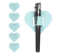 sourcing map 6 Pcs Heart Pen Loop Holder for Notebook, Self Adhesive Pen Holder PU Leather Pencil Elastic Loop Designed for Tablet, Journals Clipboards Notebooks(Blue, Style1)