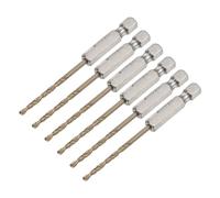 sourcing map 6 Pcs High Speed Steel Hex Shank Twist Drill Bit, 2.5mm Drilling Dia with 1/4 Inch Hex Shank 75mm Length