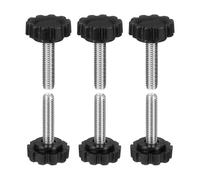 sourcing map 6 Pcs Knurled Knobs Handles M6 x 25mm (1mm Pitch) Male Thread Metric Carbon Steel Hand Tightening Clamping Screws Threaded Stud Knob Bolts for Woodworking Jigs, Black
