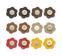 sourcing map 6 Pcs Leather Snaps Buttons, Magnetic Purse Snap Clasps Bag Fastener Clasp for DIY Bags Clothes Accessories Hand Sewing, Black/Light Brown/Khaki/Dark Brown/Red/Yellow (Plum)