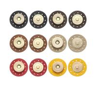 sourcing map 6 Pcs Leather Snaps Buttons, Magnetic Purse Snap Clasps Bag Fastener Clasp for DIY Bags Clothes Accessories Hand Sewing, Black/Light Brown/Khaki/Dark Brown/Red/Yellow (Round)
