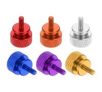 sourcing map 6 Pcs M3x7mm Knurled Thumb Screw Computer Case Threaded Hand Tighten Screws Aluminum Alloy for PC Case, Red/Orange/Silver/Deep Blue/Purple/Gold