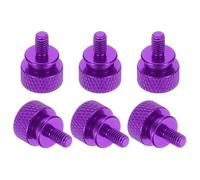 sourcing map 6 Pcs M4 x 7mm Knurled Thumb Screw Computer Case Threaded Hand Tighten Screws Aluminum Alloy for PC Case, Purple