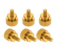 sourcing map 6 Pcs M4 x 7mm Knurled Thumb Screw Computer Case Threaded Hand Tighten Screws Aluminum Alloy for PC Case, Gold
