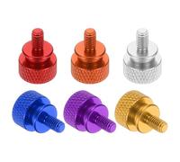 sourcing map 6 Pcs M4x8mm Knurled Thumb Screw Computer Case Threaded Hand Tighten Screws Aluminum Alloy for PC Case, Red/Orange/Silver/Deep Blue/Purple/Gold