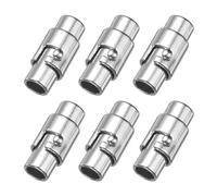 sourcing map 6 Pcs Magnetic Clasps, 0.16" Leather Cord End Caps Magnetic Bracelet Clasps and Closures for Jewelry Making DIY Bracelet Closures, Silver