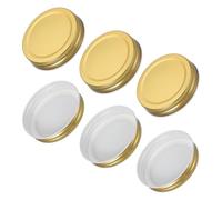 sourcing map 6 Pcs Mason Jar Lids, Colored Tinplate Canning Lids with Label for Regular Mouth Mason Jar for Fermenting Pickling Meal Prep Freezing, Preserving, Golden(70mm)