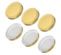 sourcing map 6 Pcs Mason Jar Lids, Colored Tinplate Canning Lids with Label for Regular Mouth Mason Jar for Fermenting Pickling Meal Prep Freezing, Preserving, Golden(86mm)