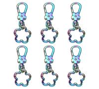 sourcing map 6 Pcs Metal Keychain Clip Swivel Lobster Claw Clasp Quick Release Flower Ring Detachable Double Opening Snap Hooks for Jewelry Making Crafts Backpack Bag Lanyard, Colored