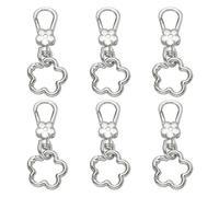 sourcing map 6 Pcs Metal Keychain Clip Swivel Lobster Claw Clasp Quick Release Flower Ring Detachable Double Opening Snap Hooks for Jewelry Making Crafts Backpack Bag Lanyard, Silver
