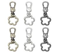 sourcing map 6 Pcs Metal Keychain Clip Swivel Lobster Claw Clasp Quick Release Flower Ring Detachable Double Opening Snap Hooks for Crafts Backpack Bag Lanyard, Silver/Silver/Bronze