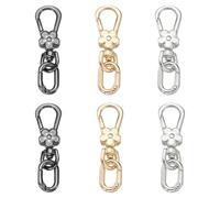 sourcing map 6 Pcs Metal Keychain Clip Swivel Lobster Claw Clasp Quick Release Key Ring Detachable Double Opening Snap Hooks for Crafts Making Backpack Bag Lanyard, Light Gold/Silver/Gunmetal