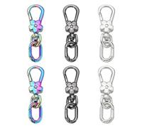 sourcing map 6 Pcs Metal Keychain Clip Swivel Lobster Claw Clasp Quick Release Oval Key Ring Detachable Double Opening Snap Hooks for Crafts Making Backpack Bag Lanyard, Silver/Gunmetal/Colored
