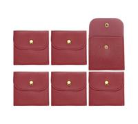 sourcing map 6 Pcs Mini Jewelry Pouch, 8 PU Leather Small Soft Jewelry Package Gift Storage Bag Travel for Women Rings Necklace Bracelet, Burgundy