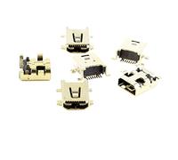 sourcing map 6 Pcs Mini USB Female Connector 8-Pin 180 Degree SMD SMT Jack Socket Gold Tone
