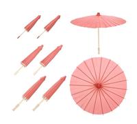 sourcing map 6 Pcs Paper Umbrellas,20cm/30cm/40cm Paper Parasol Umbrella DIY Oiled Paper Painting Umbrellas for Photography Props Party Wedding Decoration,Red