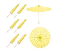 sourcing map 6 Pcs Paper Umbrellas,23.6" Paper Parasol Umbrella DIY Oiled Paper Painting Umbrellas for Photography Props Craft Party Wedding Decoration,Yellow