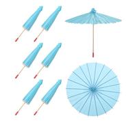 sourcing map 6 Pcs Paper Umbrellas,8" Paper Parasol Umbrella DIY Oiled Paper Painting Umbrellas for Photography Props Craft Party Wedding Decoration,Blue