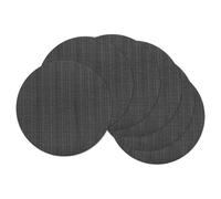 sourcing map 6 Pcs Placemats, 13.7 Inch PVC Placemats Round Braided Place Mats Non-Slip Heat Resistant Place Mats Washable Table Mats for Dining Table Vertical Texture Surface, Black