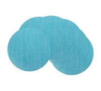 sourcing map 6 Pcs Placemats, 13.7 Inch PVC Placemats Round Braided Place Mats Non-Slip Heat Resistant Place Mats Washable Table Mats for Dining Table Bamboo Texture Surface, Blue