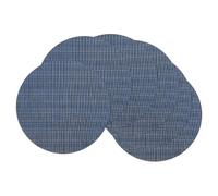 sourcing map 6 Pcs Placemats, 13.7 Inch PVC Placemats Round Braided Place Mats Non-Slip Heat Resistant Place Mats Washable Table Mats for Dining Table Vertical Texture Surface, Dark Blue