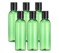 sourcing map 6 Pcs Plastic Travel Bottles, 2 oz Empty Shampoo Bottles with Black Disc Top Caps Clear Refillable Travel Squeeze Containers for Lotions Cosmetics Body Soap, Green