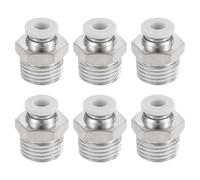 sourcing map 6 Pcs Pneumatic Fitting, PC4-02 4mm Tube OD x 1/4 Inch PT Push to Connect Pneumatic Tube Fittings, Straight Through Fitting for 3D Printer, White