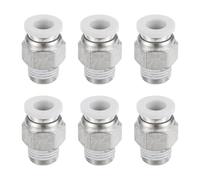 sourcing map 6 Pcs Pneumatic Fitting, PC6-01 6mm Tube OD x 1/8 Inch PT Push to Connect Pneumatic Tube Fittings, Straight Through Fitting for 3D Printer, White