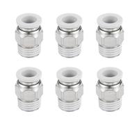 sourcing map 6 Pcs Pneumatic Fitting, PC8-02 8mm Tube OD x 1/4 Inch PT Push to Connect Pneumatic Tube Fittings, Straight Through Fitting for 3D Printer, White