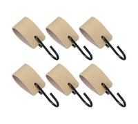 sourcing map 6 Pcs PU Leather S Hooks, Multifunctional S Shaped Hooks for Hanging Coat Towel Camping Kitchen Bathroom Handle, Beige
