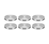 sourcing map 6 Pcs Regular Mouth Mason Jar Lids with Straw Hole, 86mm Mason Canning Lids Mason Jar Caps for Canning Jars Silver