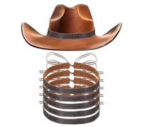 sourcing map 6 PCS Rhinestone Hat Band Cowboy Hat Bands Adjustable Western Accessories for Women Men Caps (Black)
