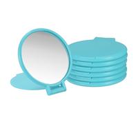 sourcing map 6 Pcs Round Compact Mirror Bulk, Mini Pocket Folding Makeup Mirrors Small Portable Makeup Stuffs for Purse, Women Girls Travel Daily Use Party Gifts, Sky Blue