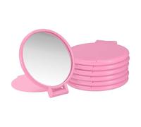 sourcing map 6 Pcs Round Compact Mirror Bulk, Mini Pocket Folding Makeup Mirrors Small Portable Makeup Stuffs for Purse, Women Girls Travel Daily Use Party Gifts, Light Pink