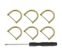 sourcing map 6 Pcs Shackle Screw D Rings U Shape D-Rings Replacement for Purse Keychain Strap Buckle, 1.26x1.5inch, Bronze