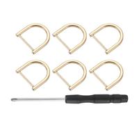 sourcing map 6 Pcs Shackle Screw D Rings U Shape D-Rings Replacement for Purse Keychain Strap Buckle, 0.99x0.99inch, Light Gold