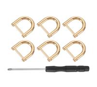 sourcing map 6 Pcs Shackle Screw D Rings U Shape D-Rings Replacement for Purse Keychain Strap Buckle, 0.47x0.47inch, Light Gold