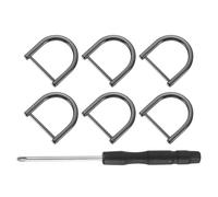 sourcing map 6 Pcs Shackle Screw D Rings U Shape D-Rings Replacement for Purse Keychain Strap Buckle, 0.99x0.99inch, Black