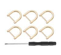 sourcing map 6 Pcs Shackle Screw D Rings U Shape D-Rings Replacement for Purse Keychain Strap Buckle, 0.79x0.79inch, Light Gold