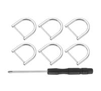 sourcing map 6 Pcs Shackle Screw D Rings U Shape D-Rings Replacement for Purse Keychain Strap Buckle, 0.99x0.99inch, Silver
