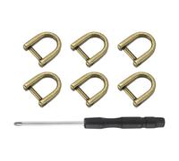 sourcing map 6 Pcs Shackle Screw D Rings U Shape D-Rings Replacement for Purse Keychain Strap Buckle, 0.32x0.35inch, Bronze