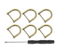 sourcing map 6 Pcs Shackle Screw D Rings U Shape D-Rings Replacement for Purse Keychain Strap Buckle, 0.99x0.99inch, Bronze
